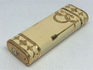 Auth CARTIER x ROY KING 18K Gold Plated & Lacquer Etched Lighter Ivory & Gold 3