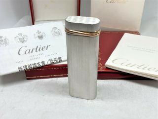 Auth Cartier Trinity 3 - Color Ring Silver And Gold Lighter W Box,  Case And Papers