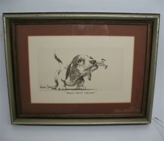 Vintage Beagle Puppy Dog Charles Bragg Framed & Matted Print