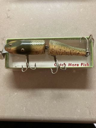 Vintage Fishing Lure Wooden Creek Chub Jointed Pikie Series 2600 W/ Box