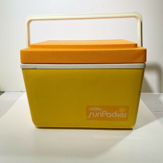 Vintage Thermos Cooler Sunpacker Tailgate Beach Yellow Usa Made Retro