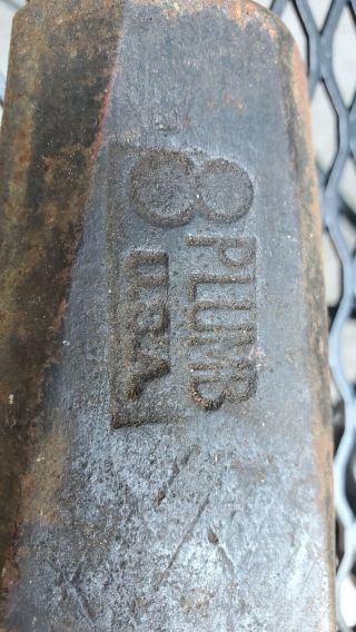 Vintage 8 Lb Plumb Sledge Hammer Head Anvil Blacksmith Mining Collect