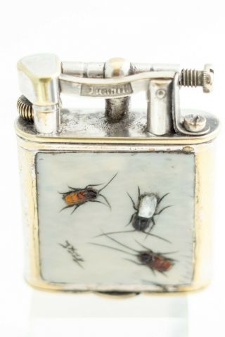 1920s Dunhill Cigarette Lighter With Appliqué Stone Beetles Perfectly