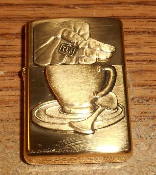 2000 Zippo Barrett Smythe Teacup Full Size Brass Trick Lighter/new/very Rare