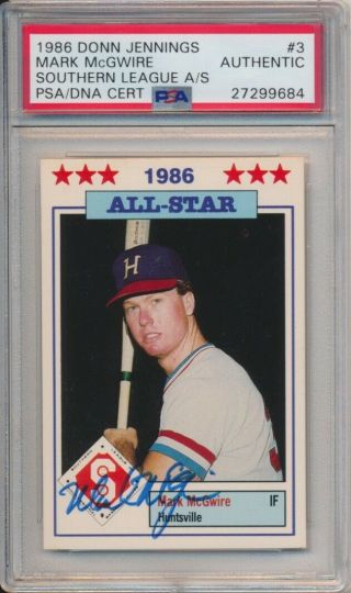 Mark Mcgwire 1986 Donn Jennings Signed Southern League All Stars 3 Psa/dna Auto