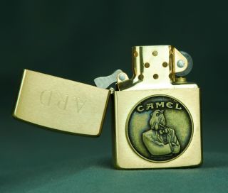 1992 Zippo Tuxedo Joe Camel Solid Brass Emblem Lighter Unfired 60th Anniversary