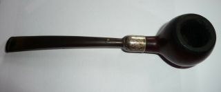 Early Dunhill Briar Smokers Estate Pipe With Silver Collar & Curved Mouthpiece