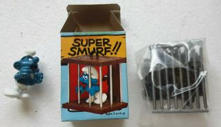 Smurfs Smurf In Cage Rare Vintage Toy Figure Schleich 1981 6717