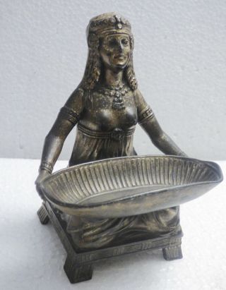 ° Rare Antique Art Nouveau Indian Lady Nude Metal Figural Match Holder Pyrogene