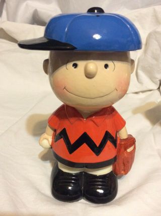 Vintage 1971 Peanuts/charlie Brown 7 " Ceramic Piggy Bank Baseball