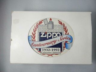 Zippo,  60th Anniversary Lighters 1932 - 1992,  W/boxes And Pins In Tin Box Aa11
