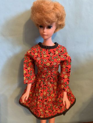 Vintage Barbie Clothing 1960’s Dress Red With Flower Print