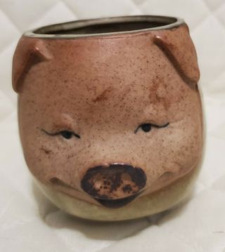 Vintage Uctci Japan Gempo Pottery 3d Pig Face Mug Coffee Cup