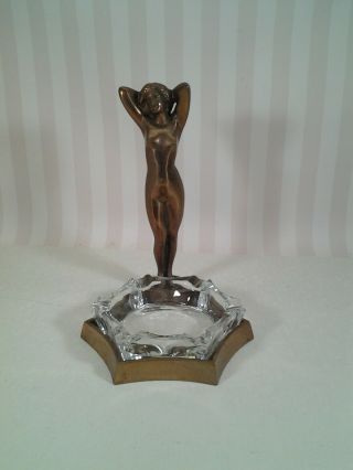 Rare/vintage " J B.  Co.  " Art Deco/nouveau - Bronze - Nude - Statue - Ashtray