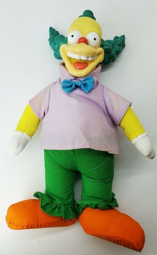 Vintage Simpsons Krusty The Clown 11 " Doll Plush 1993 Play - By - Play Rare