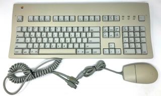 Apple Extended Keyboard Ll M3501 Adb Vintage Alps W/cable & Mouse Cleaned