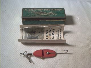 Vintage Old Metal Fishing Lure Al Foss Oriental Wiggler R/w W/ Box & Paperwork
