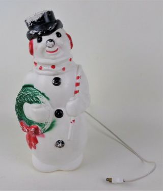 Vintage 1968 Empire Plastic Blow Mold Snowman Lighted Christmas Decoration 13 "