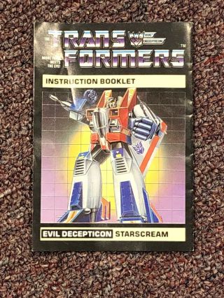 Vintage 1984 Transformers G1 Starscream Action Figure Instructions Hasbro Takara