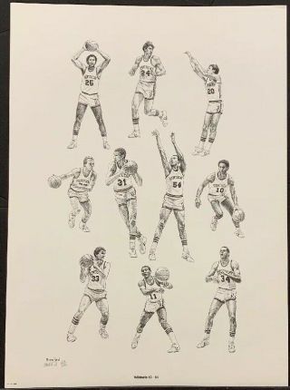 Vintage University Of Kentucky Basketball Print “wildcats 83 - 84” Steve Ford