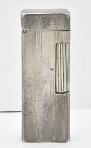 Vintage Dunhill Rollalite Sterling Case Wick Lighter Switzerland In Felt Sleeve