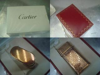 Cartier Gas Lighter 2c Motif Pink Gold Oval Lg1117