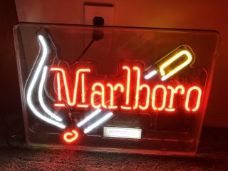 Vintage 90s Marlboro Cigarettes Neon Light Sign Tobacco Advertising