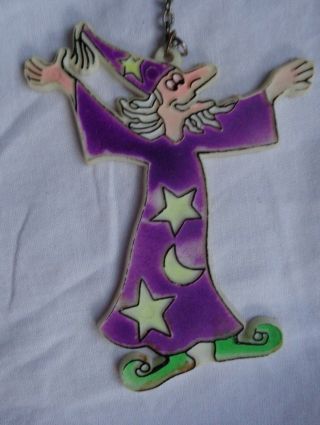 Vintage Rare The Wizard Of Six Flags Magic Mountain 3.  5 " Plastic Keychain