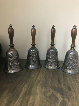 Vintage Gorham Silver Bells - Set Of 4 - Norman Rockwell Art