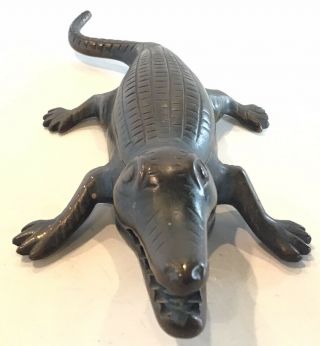 Antique Bronze Alligator Match Safe Holder 9” Length Rare Estate Find 1800 