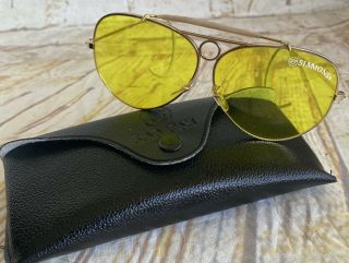 Vintage Simmons Shooting Glasses Yellow Aviator W/case