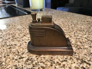 Vintage Ronson Touch Tip Table Lighter Art Deco Bronze Finish