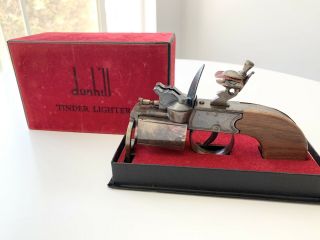 Vintage Dunhill Tinder Pistol Gun Cigarette Cigar Table Lighter In Orig Box