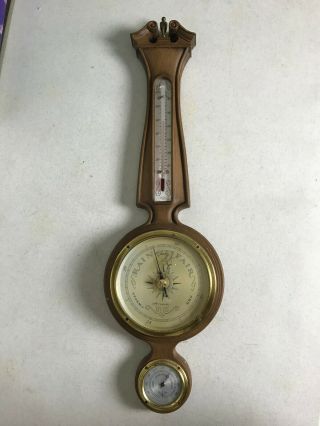 Vintage Airguide Banjo Thermometer Barometer Humidity Wall Gauge Made Usa 24.  5 "