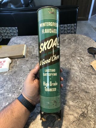 Rare Vintage Skoal Wintergreen Chewing Tobacco Tin Lithographed Can Dispenser
