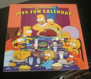 Vintage The Simpsons 1999 Fun Calendar Cartoon Tv Show Homer Simpson