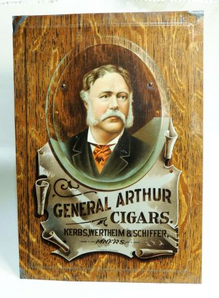 Rare C1905 General Arthur Tin Cigar Sign Antique Vtg Trompe L 
