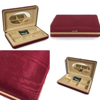 Vintage Mele Jewelry Box Organizer Fabric Burgundy Clam Shell 10 " X 6.  5 " X 2 "