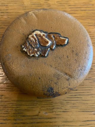 Vintage Rare Makeup Compact 3 - D Setter Hunting Dogs