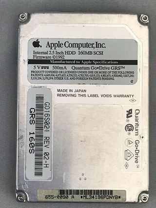 160mb 2.  5 " Scsi Apple Hard Drive Rare Vintage Powerbook -