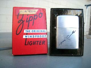 Vintage 1948 Zippo Engraved Chrome Cigarette Lighter 3 Barrel Hinge 16 Hole Box