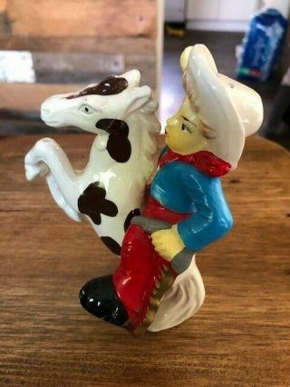 Vintage Cowboy and Horse Salt And Pepper Shaker Set. 2