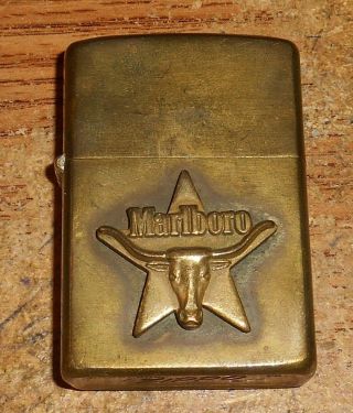 1979 Zippo Marlboro Star And Steer Full Size Brass Advertising Lighter/rare