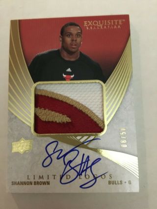 2007 - 08 Ud Exquisite Limited Logos Shannon Brown Game Patch Auto 8/50
