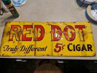 Red Dot 5¢ Cigar Embossed Tin Sign