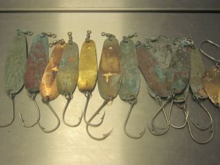 12 Vintage Brass Salmon Trolling Spoons Mcmahon Others