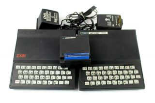 Vintage Timex Sinclair 1000 & Zx81 Bundle W/ 16k Ram Cart And Power Adapters