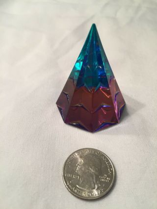 Vintage Crystal Pyramid Shaped Paperweight