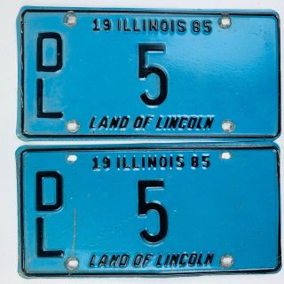 Illinois Dealer Old License Plates 1985 Pair Classic Vtg Garage Man Cave Car Tag
