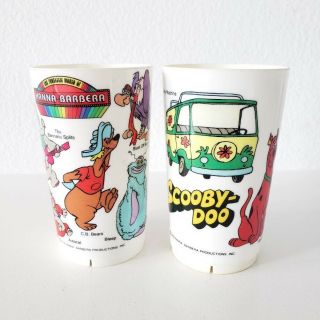 Vintage Hanna - Barbera Deka Scooby Doo Plastic Cup Set Of 2 Hong Kong Phooey Usa